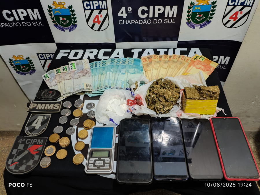 Polícia Militar de Chapadão do Sul prende casal e homem em operações contra o tráfico de drogas