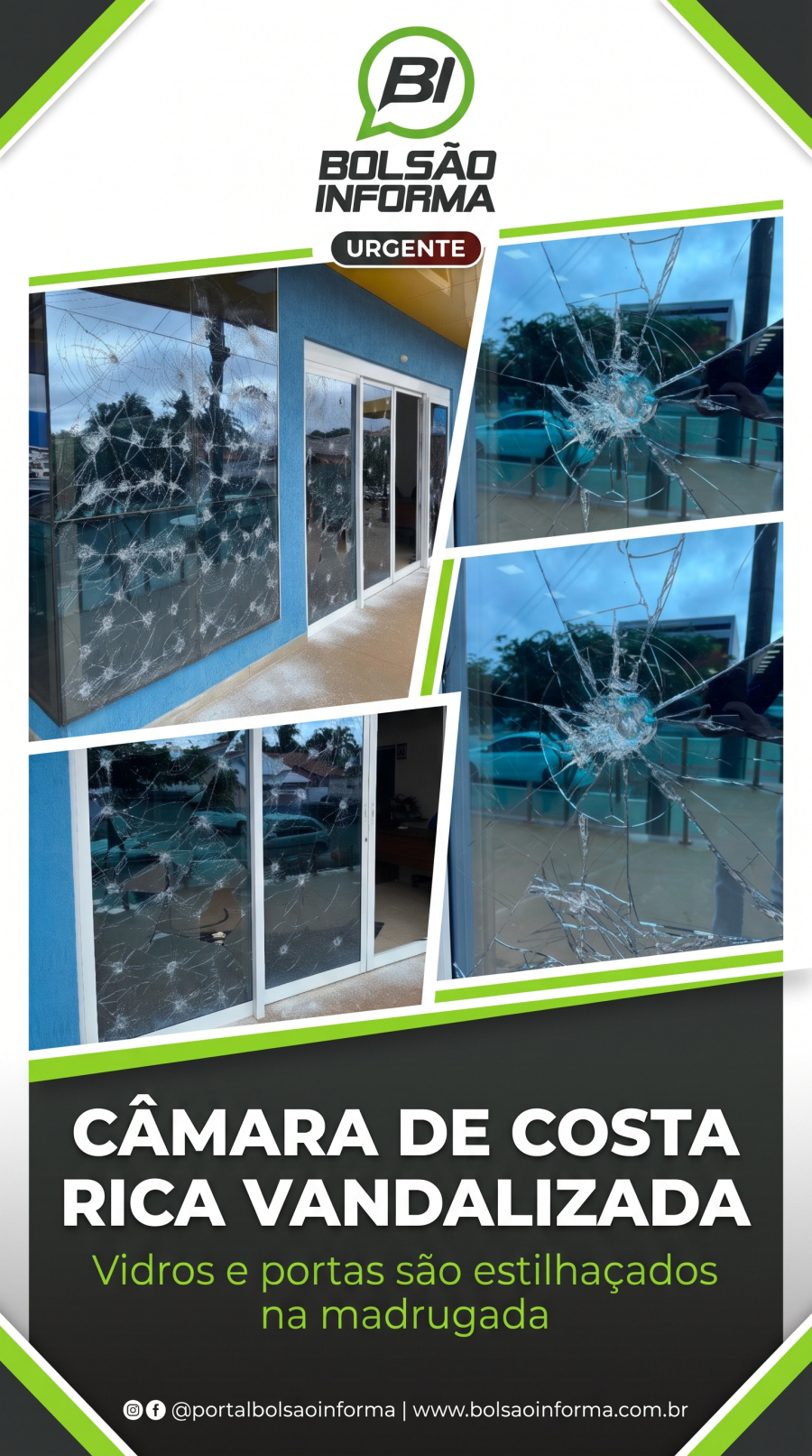 Fachada da Câmara de Costa Rica é alvo de vandalismo durante a madrugada; suspeito teria sido detido